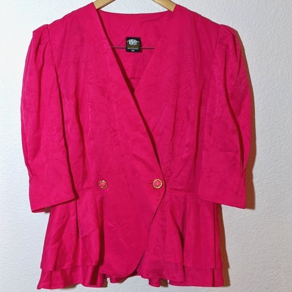 VTG 80s Pink Jacquard Blouse by Golden Gate - Picture 1 of 16